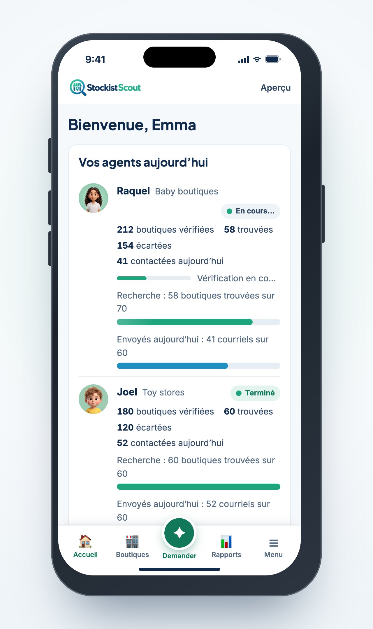 StockistScout sur un iPhone